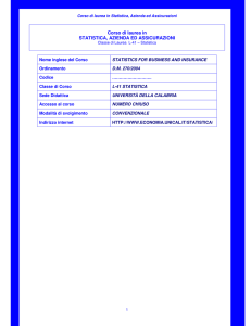 Corso di laurea in STATISTICA, AZIENDA ED ASSICURAZIONI