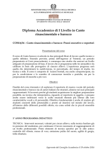 Diploma Accademico di I Livello in Canto rinascimentale e barocco