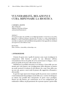 vulnerabilità, relazioni e cura. ripensare la bioetica