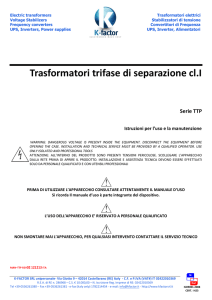 Trasformatori trifase di separazione cl.I