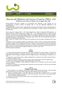 2) Decreto del Ministero del Lavoro 25 marzo 1998 n. 142