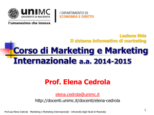 Corso di Marketing e Marketing Internazionale a.a. 2014-2015