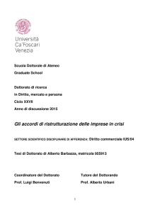 Gli accordi di ristrutturazione delle imprese in crisi