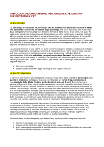 psicologo, psicoterapeuta, psicanalista, psichiatra che differenza c`è?