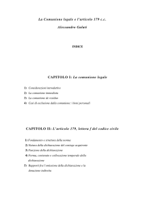 La Comunione legale e l`articolo 179 cc Alessandro Galati