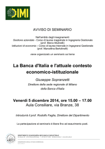 La Banca d`Italia e l`attuale contesto economico-istituzionale