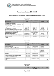 A.A. 2016 - 2017 - Piano di Studi CdL Economia Aziendale