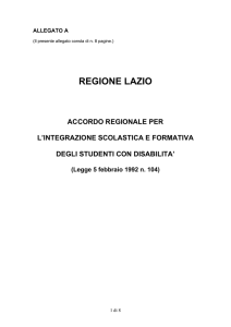 Accordo di programma regionale del Lazio sull`integrazione scolastica