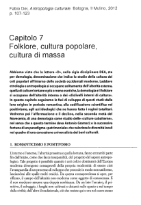 Capitolo 7 Folklore, cultura popolare, cultura di massa