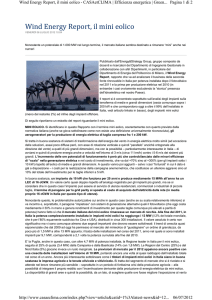 Wind Energy Report, il mini eolico (Casa e Clima)