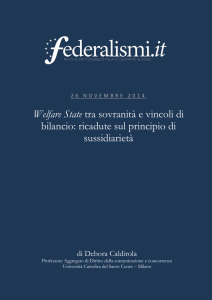 Welfare State tra sovranità e vincoli di bilancio