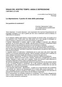 DISAGI DEL NOSTRO TEMPO: ANSIA E DEPRESSIONE La