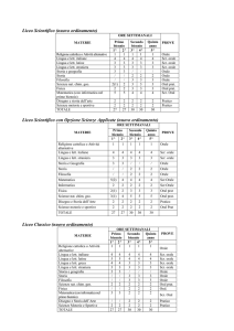 Quadri orario Liceo Scientifico - Classico