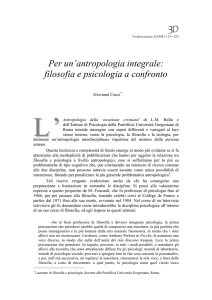 Per un`antropologia integrale: filosofia e psicologia a confronto