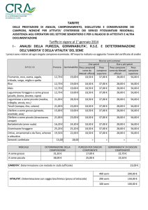 TARIFFE Tariffe in vigore al 1° gennaio 2014 I - ANALISI