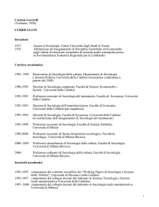 Scarica Pdf Cv - Dipartimento di Sociologia e Ricerca Sociale