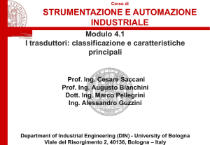 Modulo 4.1 I trasduttori: classificazione e caratteristiche principali