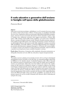 Il ruolo educativo e generativo dell`anziano in famiglia nell`epoca