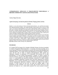 ANTROPOLOGIA APPLICATA E INQUINAMENTO INDUSTRIALE A