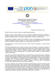 Bergamo, 30 settembre 2016 OGGETTO: lettera di saluto