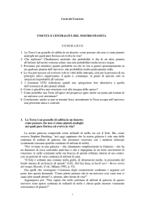 Unicitá e centralitá del nostro pianeta - Il Convivio