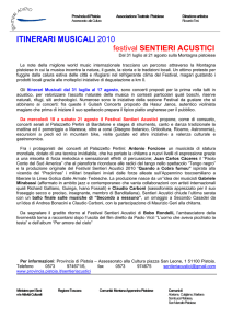 cartella stampa festival itinerari Musicali Sentieri Acustici edizione