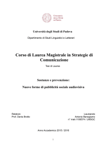 Nuove forme di pubblicità sociale audiovisiva Corso di Laurea