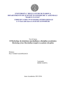 UNIVERSITA` DEGLI STUDI DI PADOVA Il Marketing: da intuizione