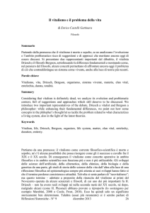 Il vitalismo e il problema della vita