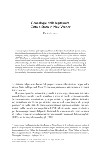 Genealogie della legittimità. Città e Stato in Max Weber