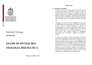 Esame di sintesi 2013 - Teologia dogmatica - PUG