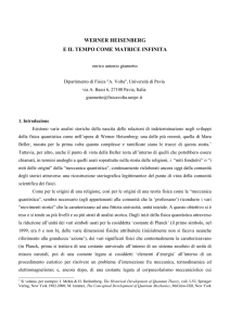 WERNER HEISENBERG E IL TEMPO COME MATRICE INFINITA