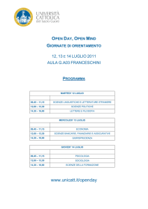 www.unicatt.it/openday - Liceo Linguistico "A.MANZONI"