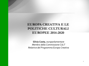 Commissione CULT - relatrice del Programma Europa Creativa