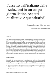 L`assetto dell`italiano delle traduzioni in un corpus