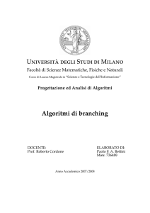 Algoritmi di branching - Home di homes.di.unimi.it