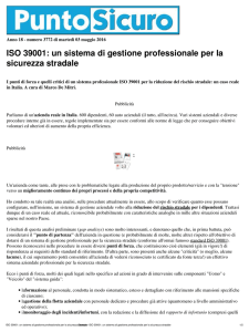 Stampa - ISO 39001: un sistema di gestione