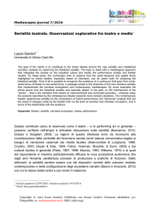 Serialità teatrale. Osservazioni esplorative fra teatro e media* Laura