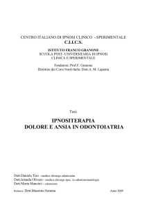 DOLORE E ANSIA IN ODONTOIATRIA: IPNOSI