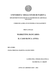 UNIVERSITA` DEGLI STUDI DI PADOVA MARKETING BANCARIO
