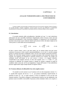 CAPITOLO 8 ANALISI TERMODINAMICA DEI PROCESSI DI