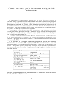 Circuiti elettronici per la elaborazione analogica delle informazioni