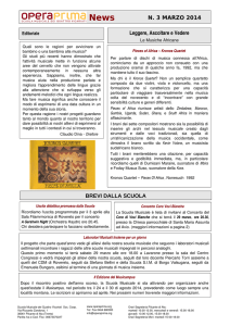 N. 3 MARZO 2014 Leggere, Ascoltare e Vedere BREVI DALLA