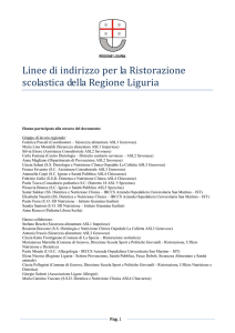 Linee di Indirizzo per la Ristorazione Scolastica della Regione Liguria