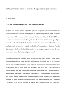 La “dignità” nei molteplici usi presenti nell`organizzazione giuridica