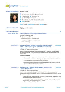 Elisa Borella CV - Dottorato in BIOINGEGNERIA E BIOINFORMATICA