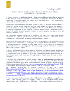 Pavia, 26 gennaio 2015 Master II livello in Statistica Medica e