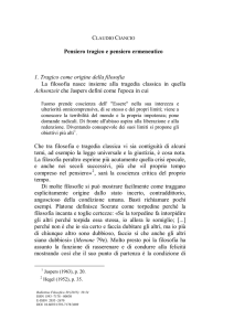 Pensiero tragico e pensiero ermeneutico 1. Tragico come origine