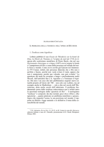 1. Teodicea come logodicea Leibniz pubblicò il suo Essais de