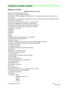 Programmi materie d`esame Italiano e storia